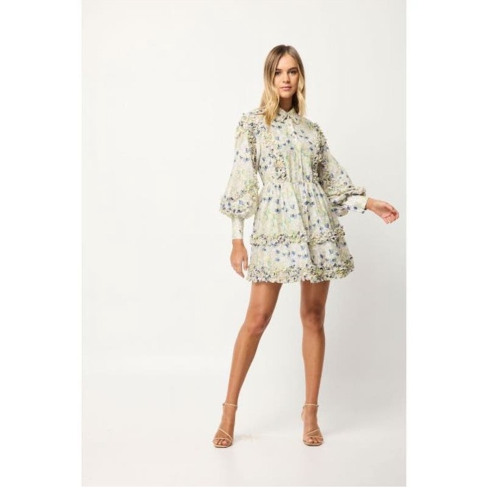 ELLIATT M kendari light green ruffle floral dress